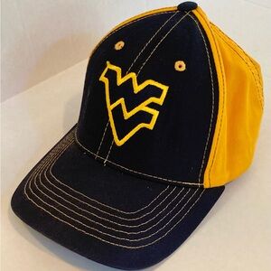 WVU 🟣West Virginia University Navy and Gold Adjustable Logo Baseball Cap Hat